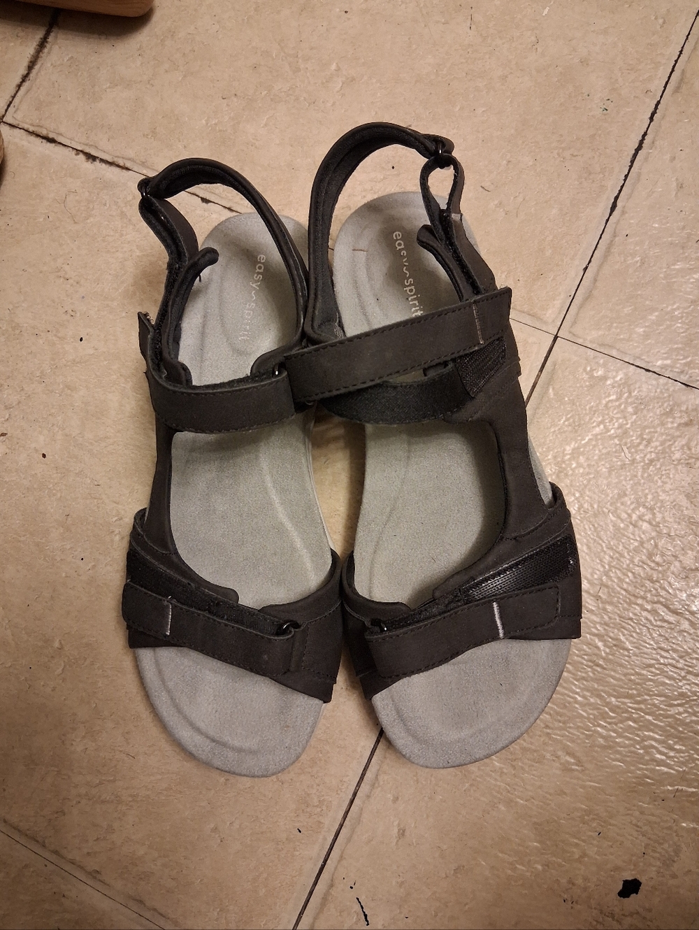 Womens Easy Spirit Black Strappy Comfort Sandals Size 6 M